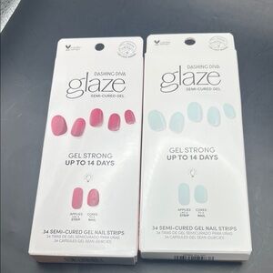Dashing Diva Glaze Semi-Cured Gel Nail Strips - raspberry Pink & Blue salt